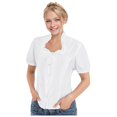 thumbnail image 3 of MIXUE Boho Tops For Women Summer Lace Solid Color Square Collar Short Sleeve Casual Pullover Shirts For Women T-shirts Streetwear,White,XXXL, 3 of 9