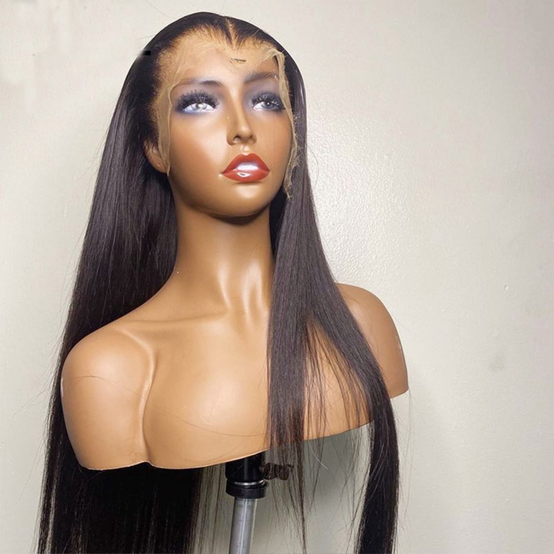 Women's long layered wig, natural wave wig, human hair side parting, heat resistant, lightweight, tangle free, suitable for daily use and clothing