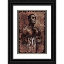 Unknown 22x32 Black Ornate Wood Framed with Double Matting Museum Art Print Titled - Man and Towel