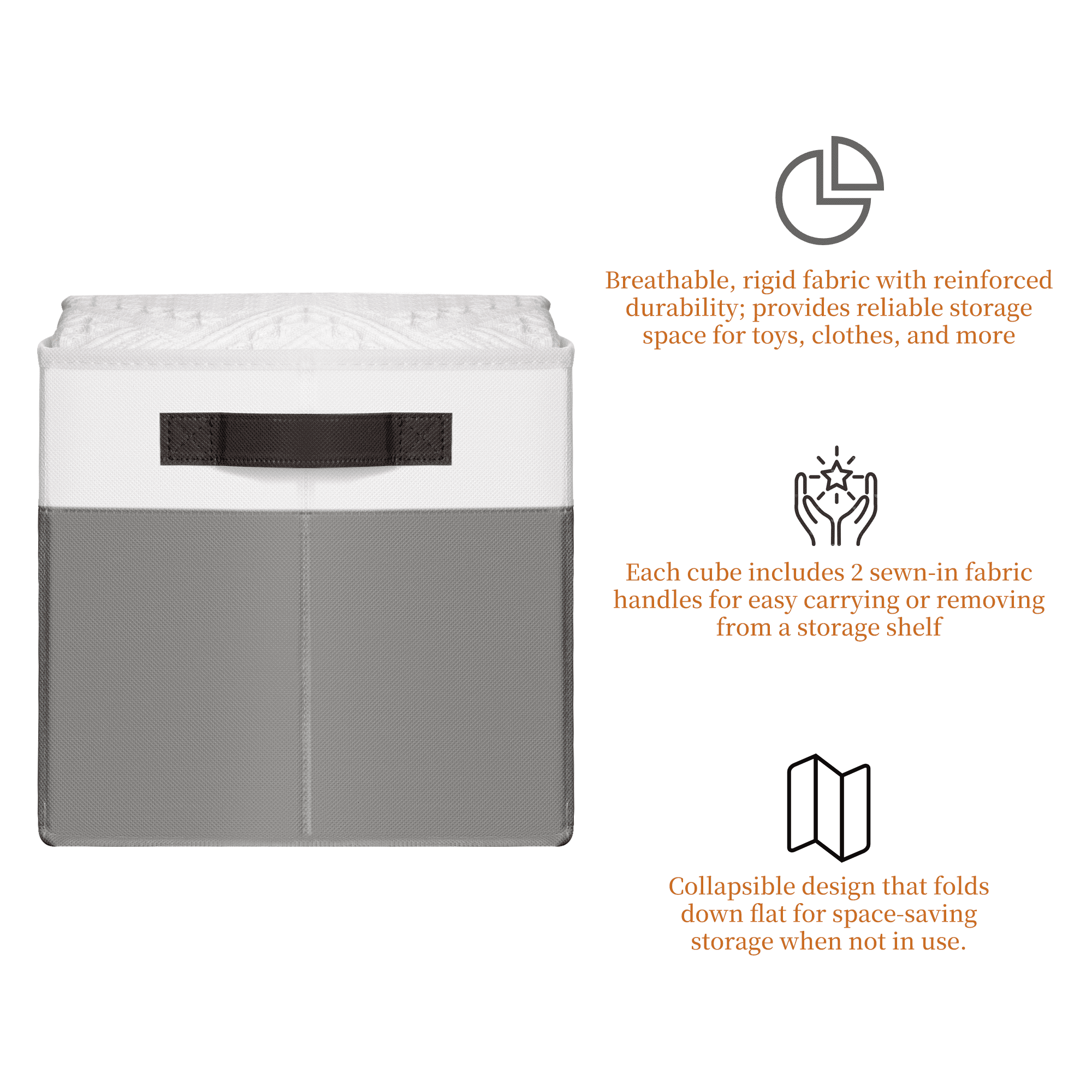 Criusia 4 Pack Large Cube Storage Bins for Shelves, Foldable Fabric Storage Cubes with Handles, Closet Organizers and Storage Bins for Clothes, Toys, Towels & Linen, Gray