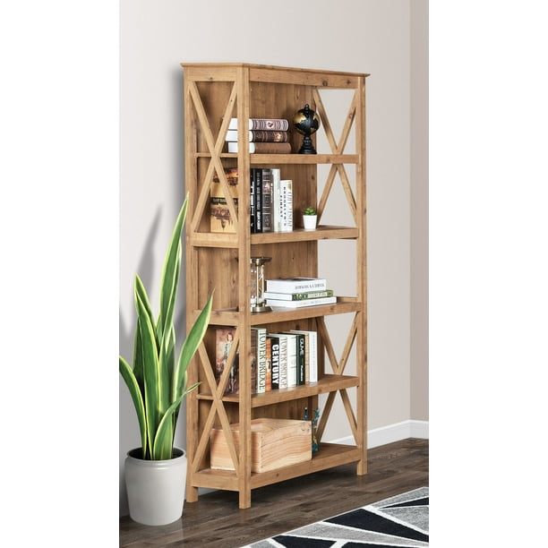 Austin 5 Tier Bookcase, Rustic Brown