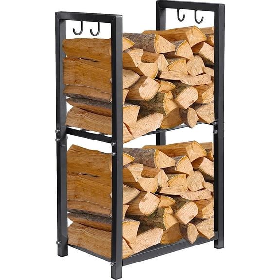 Nalone Elegant and Durable Firewood Rack Space Saving Design Rustic Farmhouse Steel