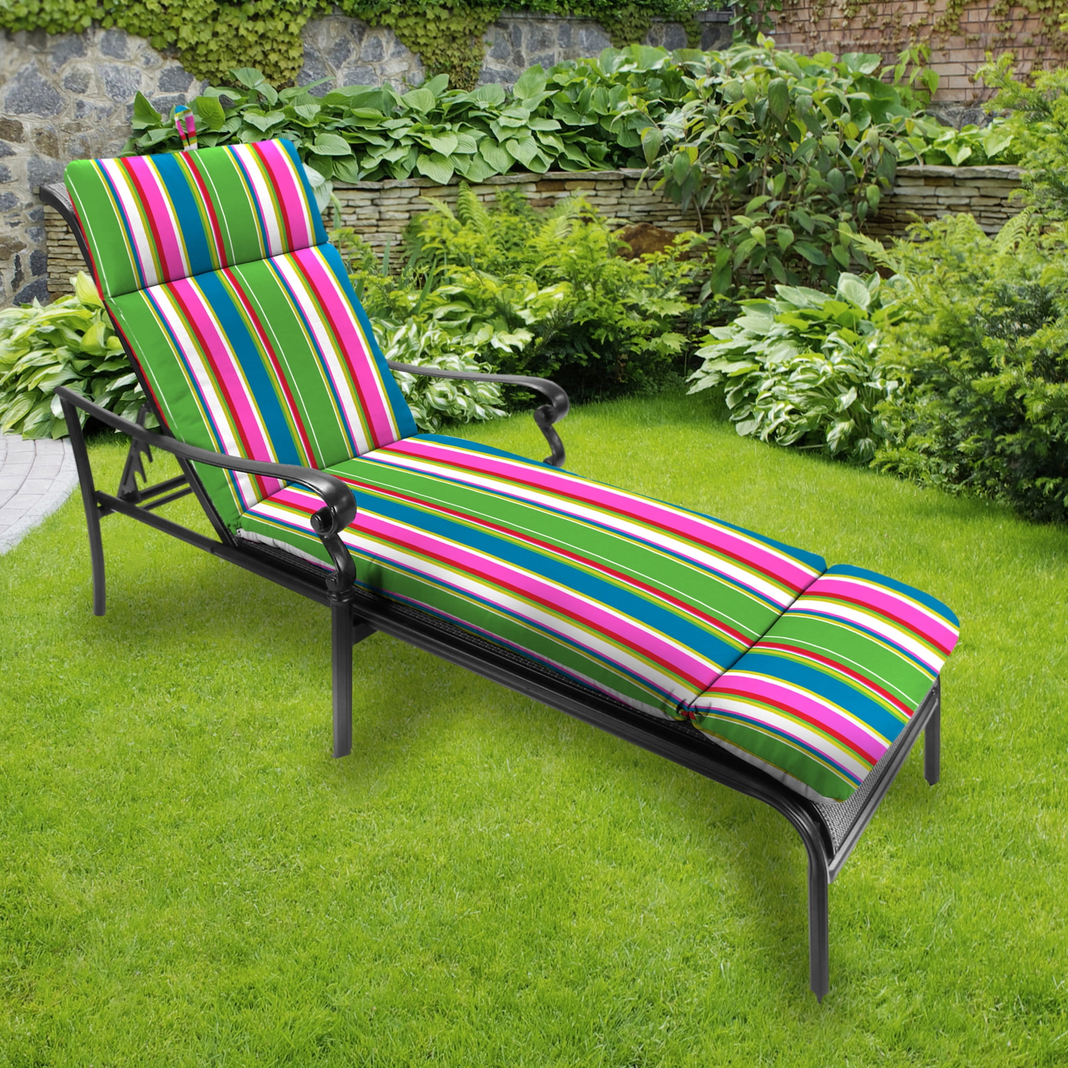Jordan Manufacturing 74" x 22" Rectangular Outdoor Chaise Lounge Cushion with Ties and Hanger Loop