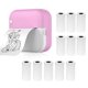thumbnail image 1 of Mini impresora térmica multifunción portátil fabricante de pegatinas impresión fotográfica instantánea sin tinta compatible con conexión BT para teléfono inteligente con 11 rollos de papel de 57 mm co, 1 of 8