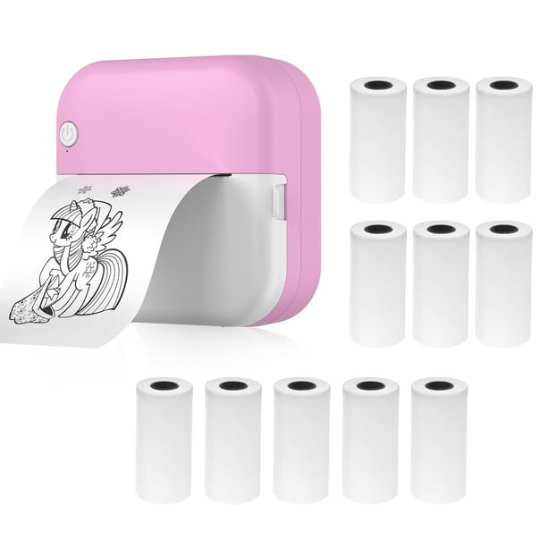 Mini impresora térmica multifunción portátil fabricante de pegatinas impresión fotográfica instantánea sin tinta compatible con conexión BT para teléfono inteligente con 11 rollos de papel de 57 mm co