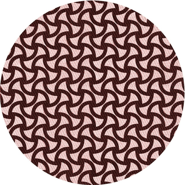 Ahgly Company Tapis d'Intérieur Rond Lavable en Machine Rose Marguerite Rose Transitionnel, 7 Pieds Rond