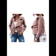 thumbnail image 3 of Chaqueta Corta de Larga con Solapa para Mujer, Otoño-Invierno, Color Liso, con Botones de Piel de Ciervo Rosa Oscuro XL, 3 of 7