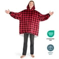 thumbnail image 5 of Bare Homey Plush Sherpa Wearable Blanket - Fluffy & Soft - Lightweight - Adult, Buffalo Plaid - Red/Black, 5 of 9