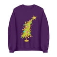 thumbnail image 4 of Grinch Chandail en Molleton de Noël pour Femmes Grande Taille Mode Décontractée Imprimé de Noël Manches Longues Col Rond Chandail Ajusté Chandails en Molleton Grinch Imprimé, Violet/m, 4 of 5