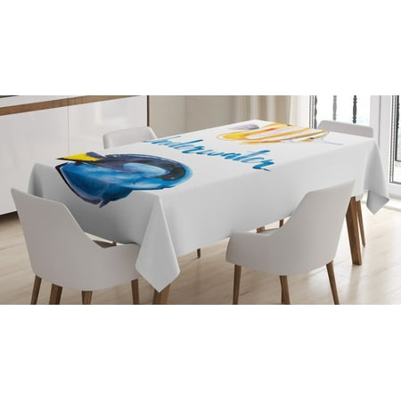 

Watercolor Decor Tablecloth Nautical Underwater Pacific Blue Tang Fish Surgeonfish Exotic Sea Artwork Rectangular Table Cover for Dining Room Kitchen 60 X 90 Inches Yellow by Ambesonne