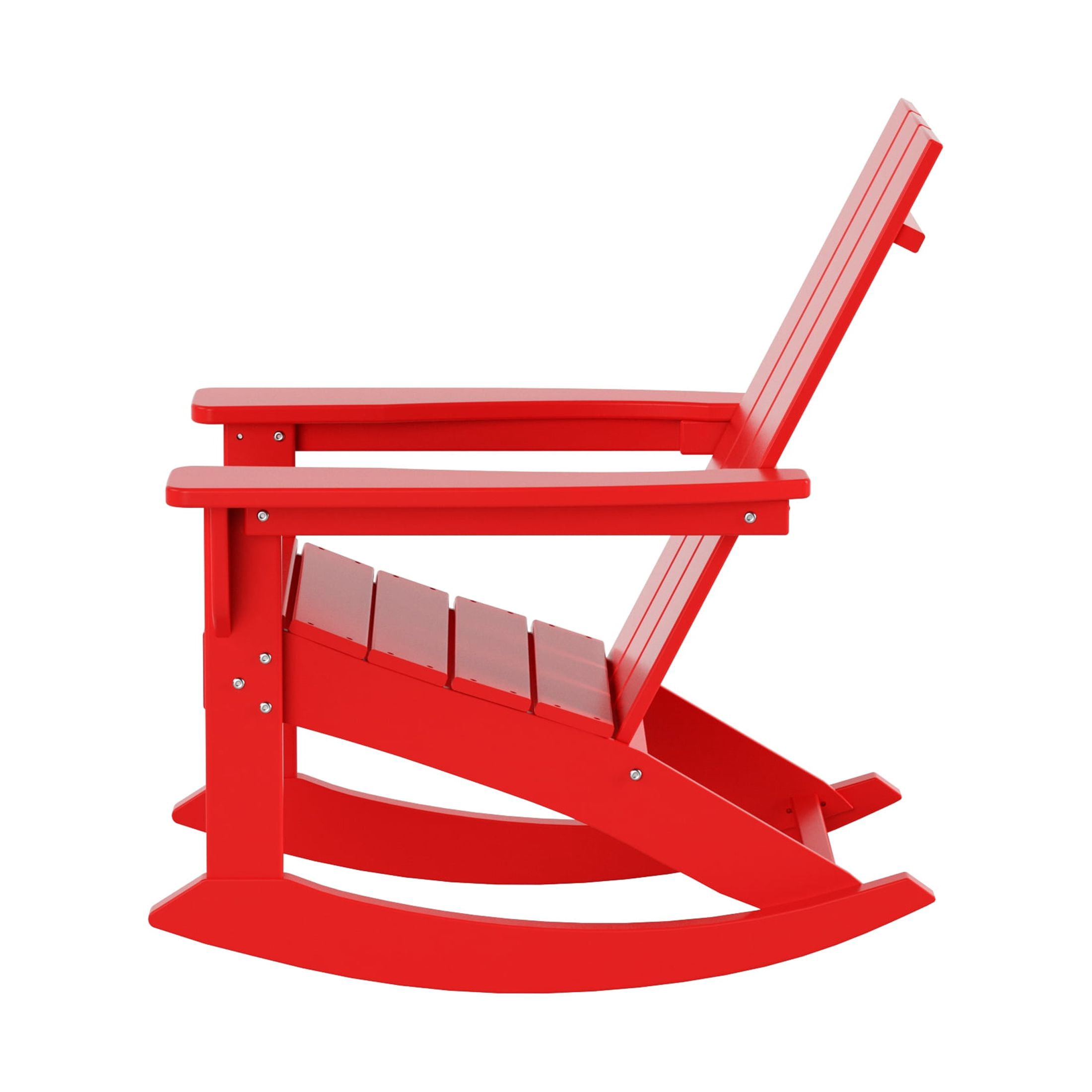 GARDEN Modern Plastic Outdoor Rocking Chair for Patio Porch, Red