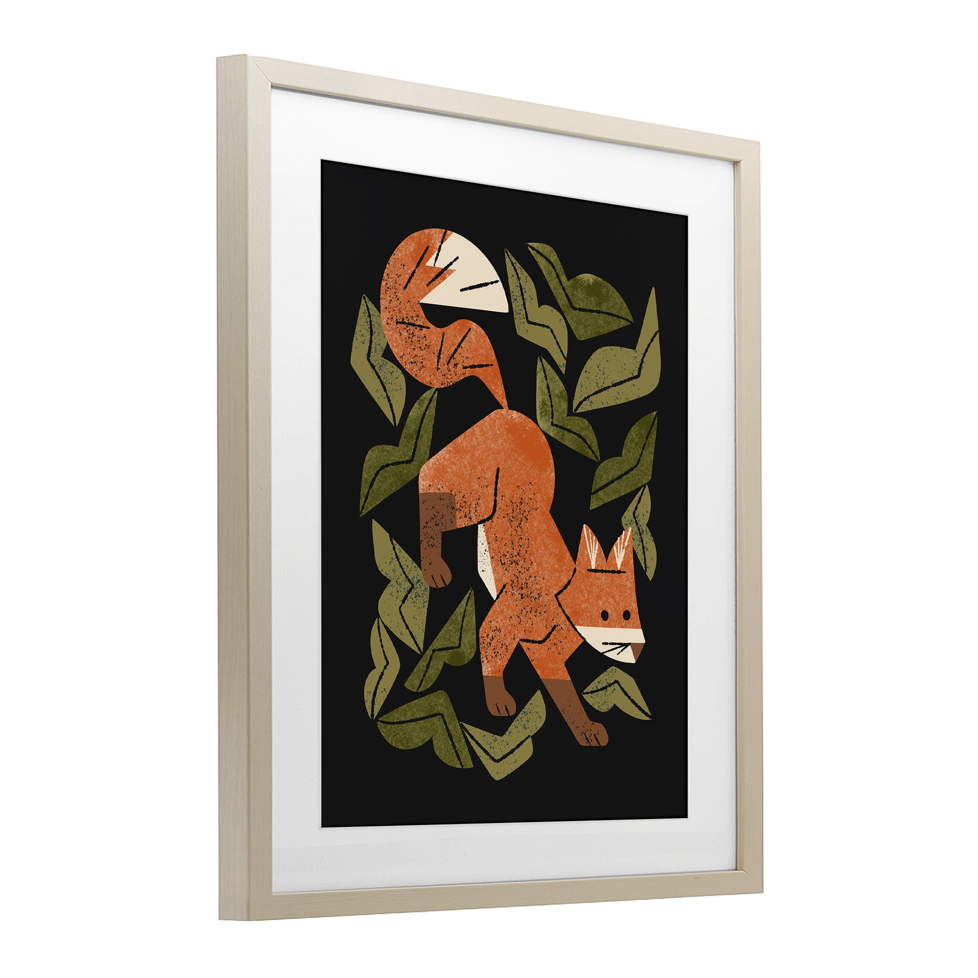 Stupell Industries Fox In The Brush Birch Framed Print Under Glass, design by Renea L. Thull