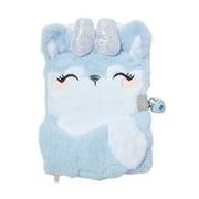 Claire's Children's Plush Icy Blue Huskey Diary - Lock and Key, 100 Pages