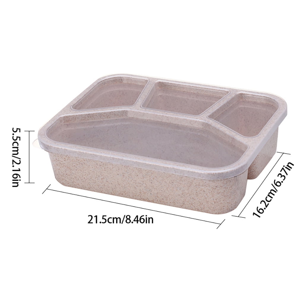 4-Compartment Bento Lunch Box Set, Meal Prep Containers with Airtight Lid, Stackable Food Storage for Kids & Adults, Microwave & Dishwasher Safe, 4 Pack