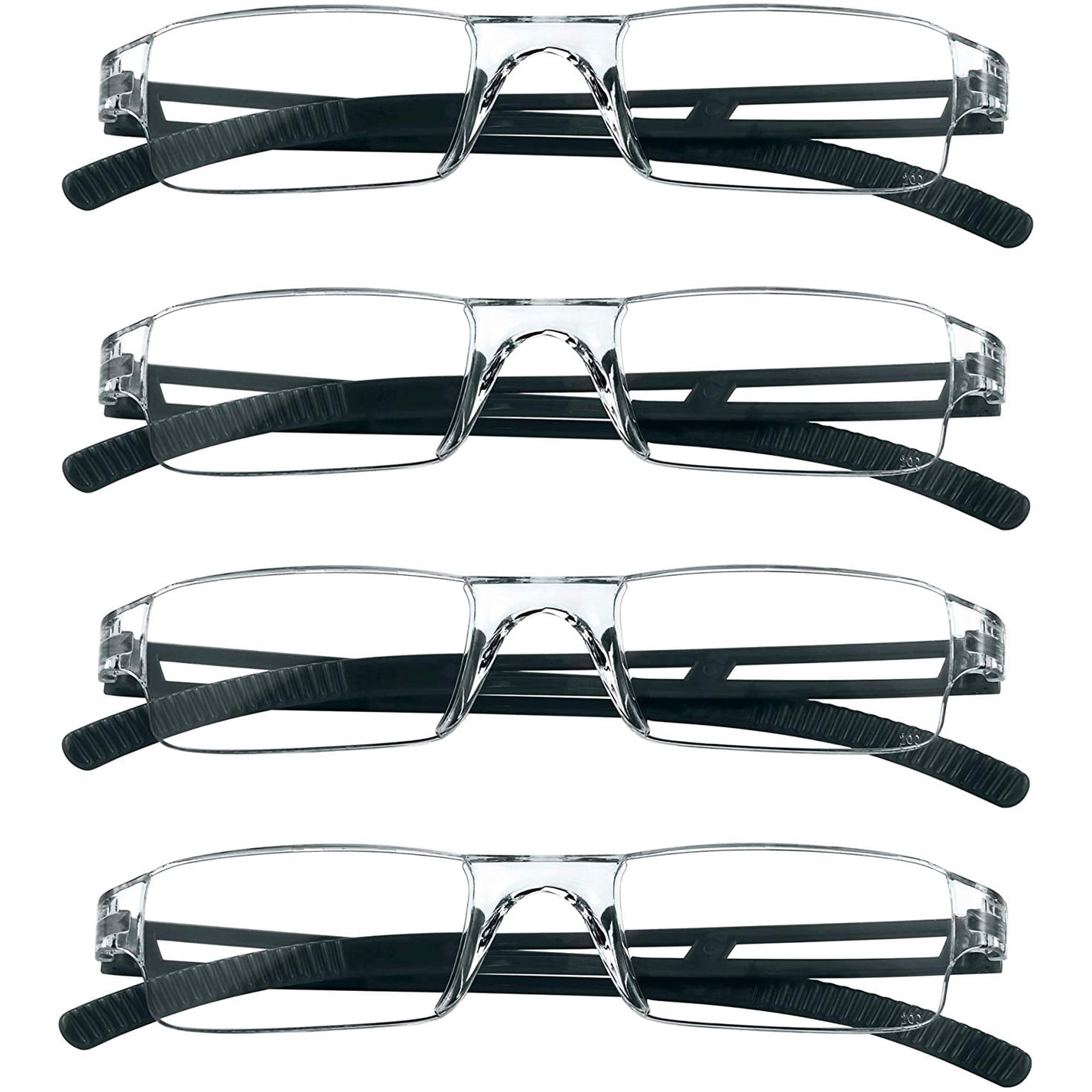 4 Pairs Reading Glasses, Blue Light Blocking Computer Glasses for Women and Men, Fashion Rectangle Eyewear Frame(4 Black, +1.00 Magnification)