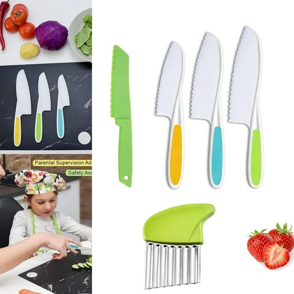 Safe Cooking Knife,QZS Kitchen Baking Knife Set,Children's Knives for Real Cooking,BPA-Free s' Toddler Plastic Knives for Home,5Pack