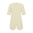 thumbnail image 7 of Kaemgyyd Women's Short Sleeve Romper Summer Casual V Neck Wide Leg Short Jumpsuit Baggy Beach One Piece Outfit with Pockets, 7 of 7