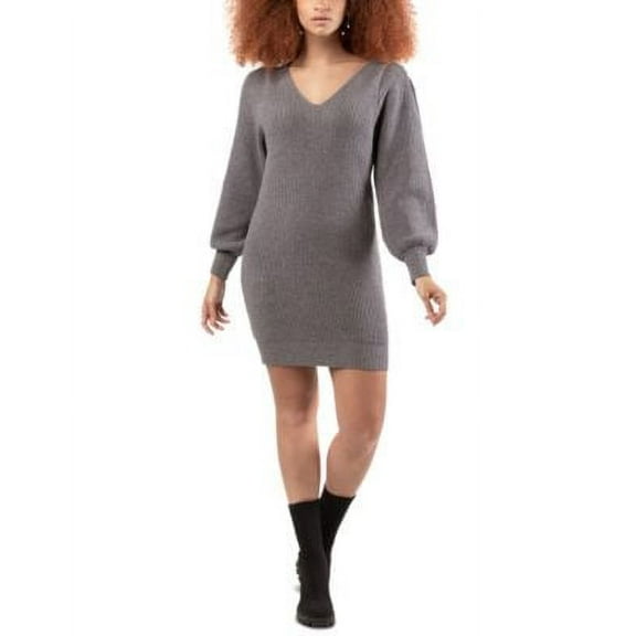 MSRP $89 Tape V-Neck Sweater Dress Grey Size XS