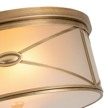 C Cattleya 2-Light Brass Flush Mount with Frosted Glass for Bedroom,Living Room