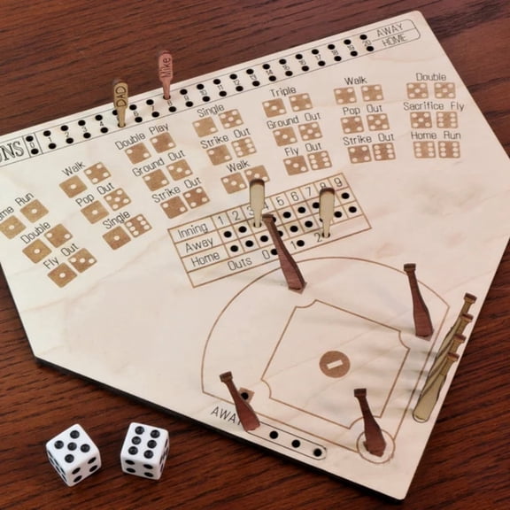 Mintalin Wooden Baseball Travel Game,Tabletop Baseball Games,Baseball Board Game,Travel Game Baseball Football Dice Table Game