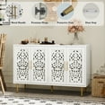 thumbnail image 3 of HLR 48" Accent Cabinet with 4 Doors, Vintage Hollow Carving Storage Credenza, Sideboards and Buffets Cabinet for Living Room, Kitchen, Dining Room, Entryway, 3 of 7