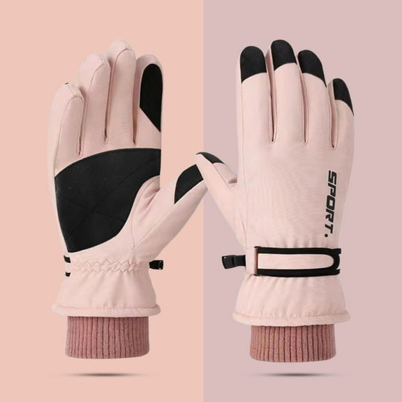 dianhelloya Patchwork Color Letter Print Hook Loop Fasteners Elastic Knitting Cuffs Winter Gloves Unisex Fluffy Lining Thermal Gloves Costume Accessories 1 Pair Cool Black