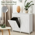 thumbnail image 4 of Double Tilt Out Trash Cabinet 20 Gal, Kitchen Wooden Recycling Cabinet, Hidden Trash Can Holder w/Drawers & Tabletop, Dog-Proof Trash Bin Cabinet, Trash Bins NOT Included(White), 4 of 16