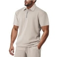 thumbnail image 2 of Ashirexll T Shirts for Man, Big and Tall Shirts for Men, Summer Casual Solid Color Zipper Turndown Collar Tops T-Shirts, 2 of 7