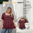 thumbnail image 3 of Bukemao Women's Square Neck Peplum Blouse - Plus Size Casual Flowing Summer Top with Short Sleeves, 3 of 6