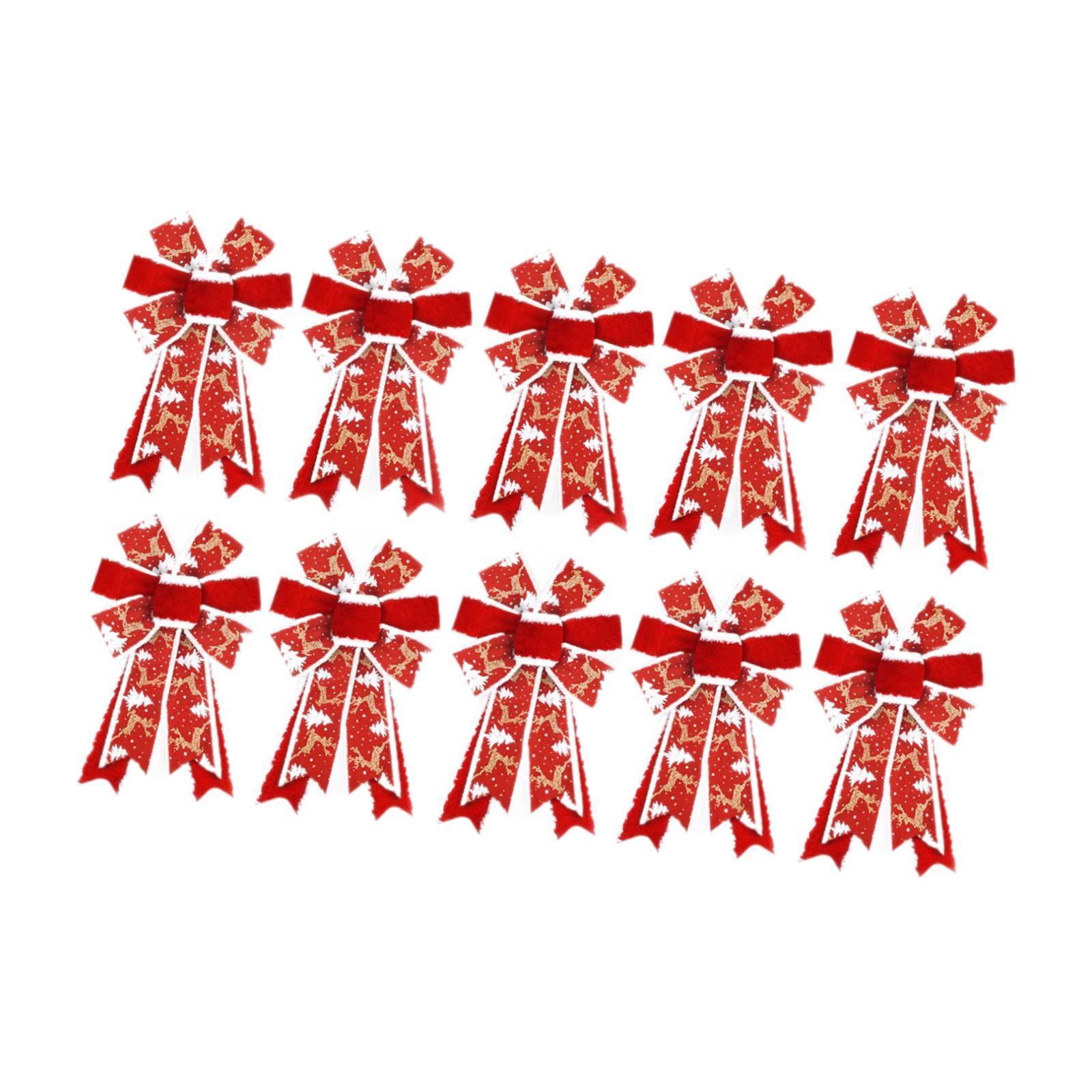 Sharprepublic 10 Pieces Christmas Ribbon Bows DIY for Treat Bags Valentine's Day Christmas