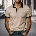 thumbnail image 2 of Men's Polo Shirts Collar Color Blocked Short Sleeved Button Pocket Polo Shirt Top, 2 of 8