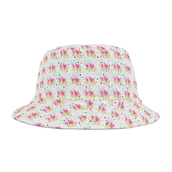 Colorful Pink Butterflies with Dots Bucket Hat