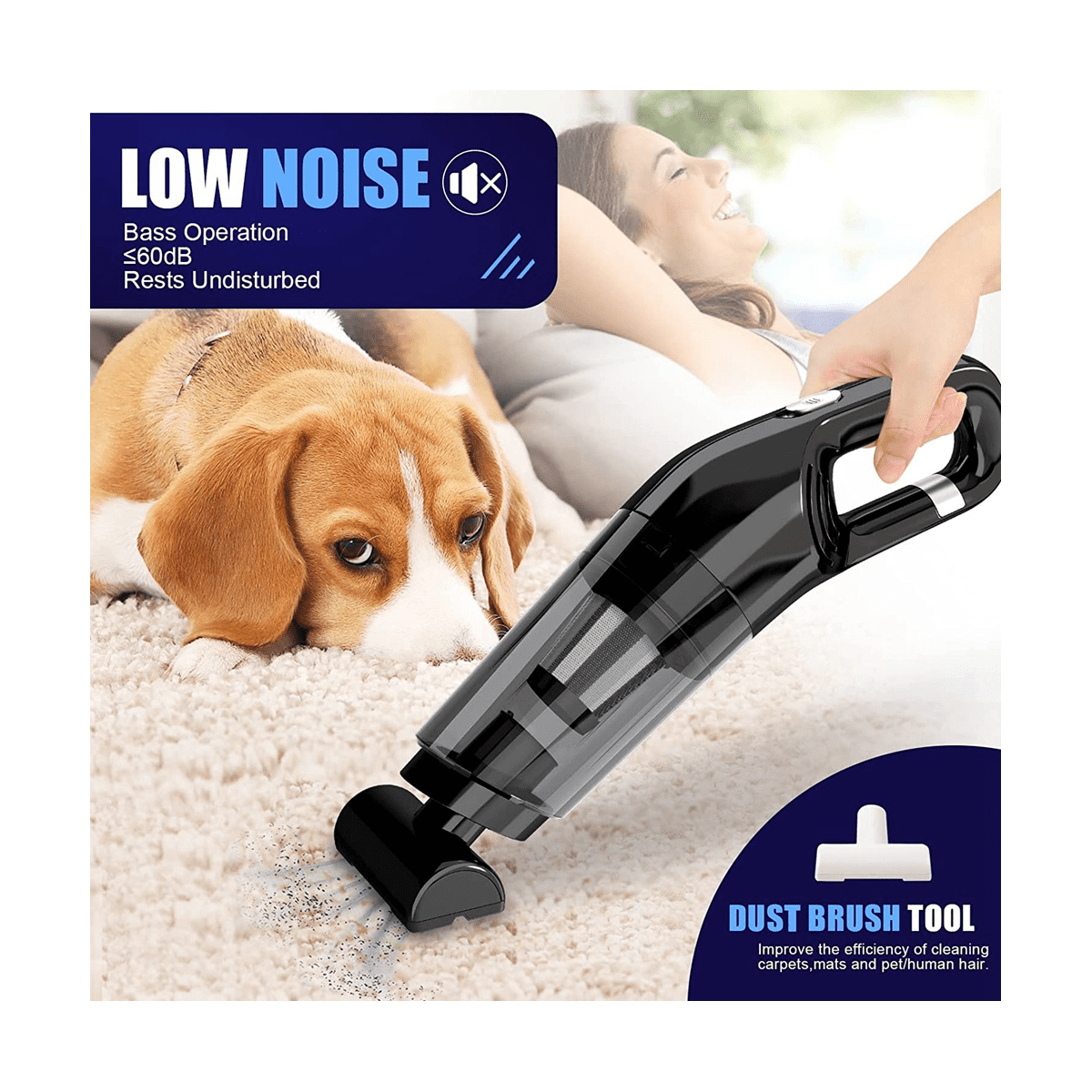 Hand Vacuum Cleaner Cordless Portable Handheld Vacuum Rechargeable Small Car Vacuum with 120W High Power