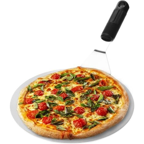 Stainless Steel Pizza Peel - Pizza Lifter - Round Pizza Slide - Pizza Spatula - Pizza (Silver/Black - Round)