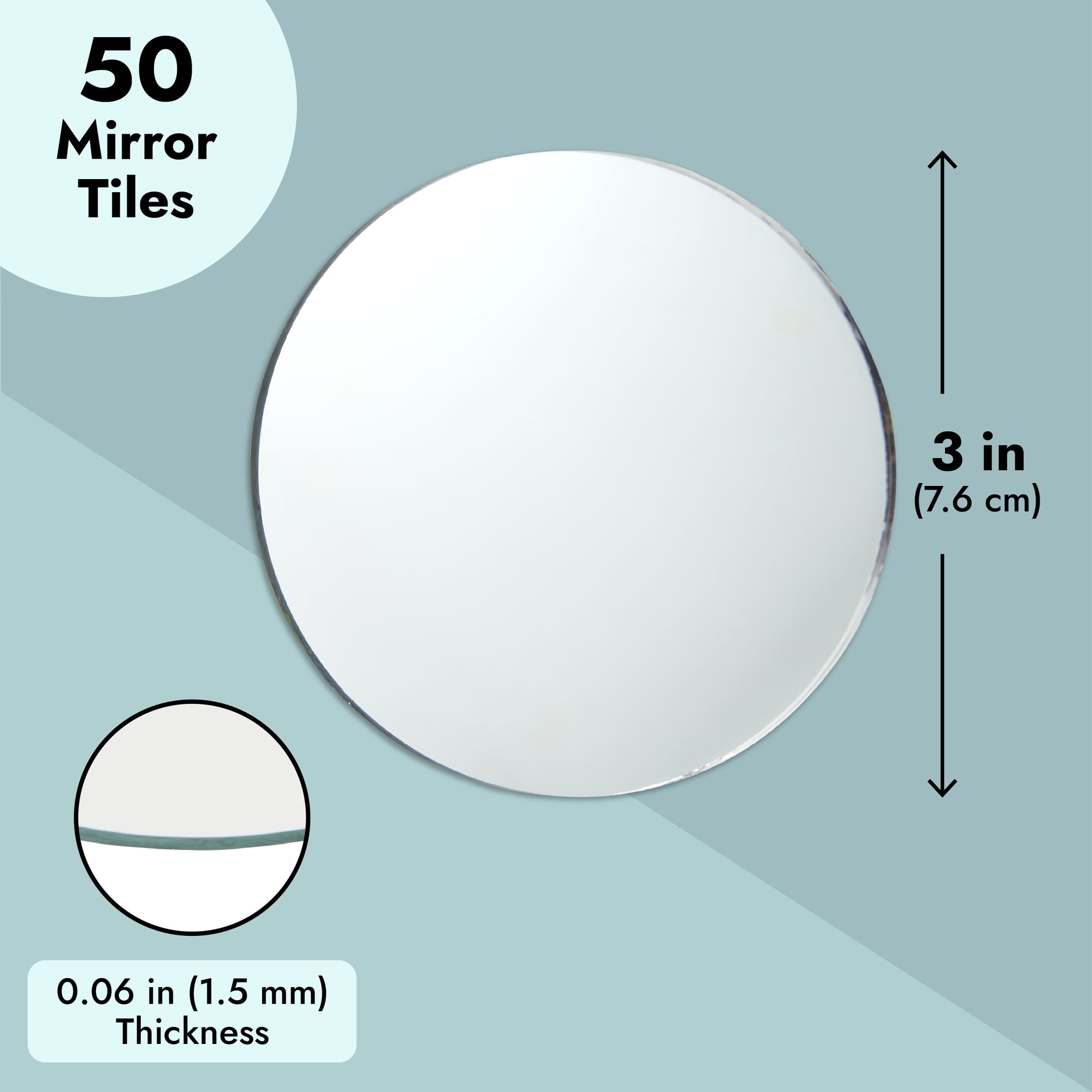 60 Pack Small Round Mirrors for Crafts, 2-Inch Glass Tile Circles for Wall  Decor