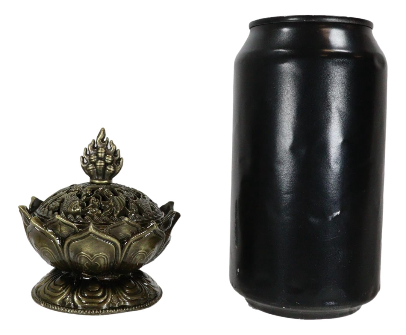 Buddha Padma Lotus Incense Holder Burner Figurine Eastern Meditation Decor 4"Dia