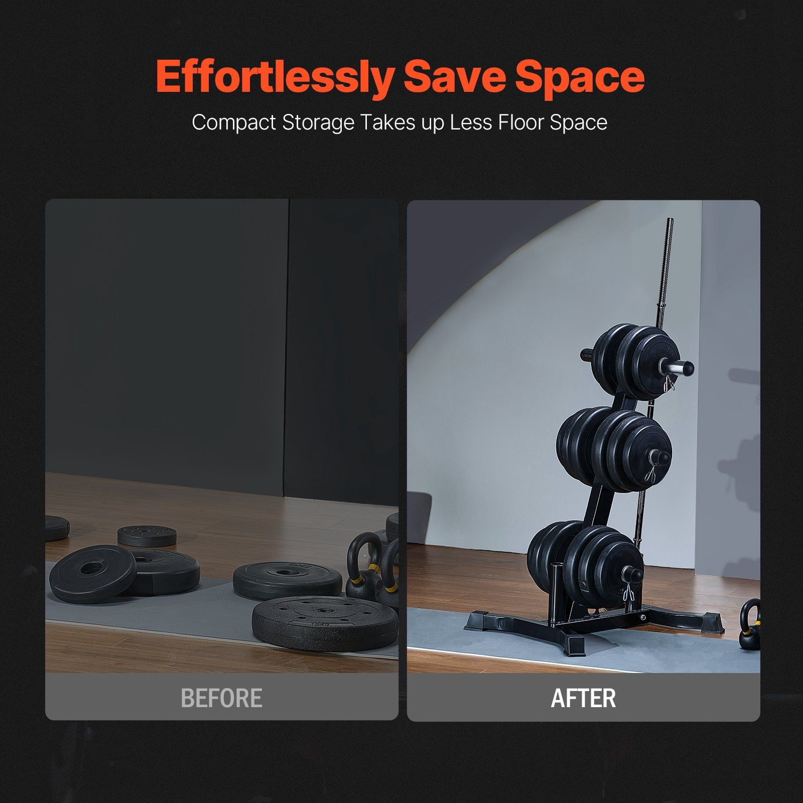 CAP Barbell 2-Inch Weight Plate and Barbell Storage Rack, Holds 1000 lbs, Organize Your Home Gym