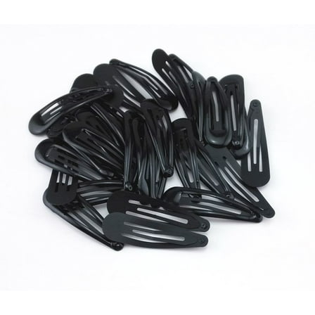 36pcs Glossy Black Round Edge Snap Prong Clips Bendy Hair Clips Barrettes for Ladies Girls Hair Bows
