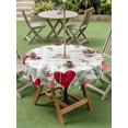 thumbnail image 3 of Outdoor Tablecloth with Umbrella Hole and Zipper, Valentines Love Heart Round Table Cloth 54 Inch Waterproof Tablecloth, Eucalyptus Red Love Heart Grey Plaid Picnic Table Cover for Patio Camping, 3 of 7
