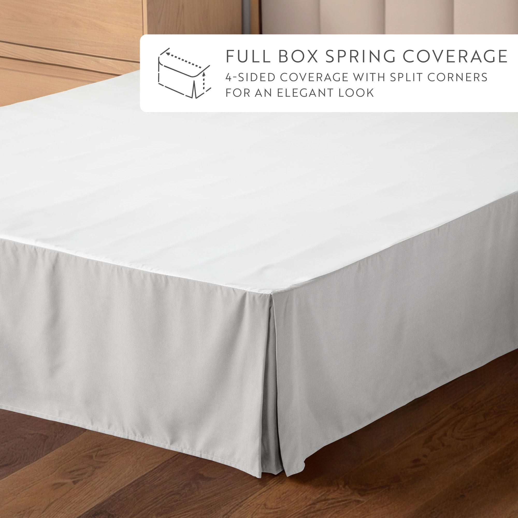 Noble Linens Light Gray Pleated Dust Ruffle Bed Skirt, King
