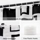 thumbnail image 5 of Cortina de ducha extra larga de 183 x 213 cm, alta, en gris, blanco y negro, para baño, de tela impermeable con diseño geométrico abstracto moderno de mediados de siglo y ganchos., 5 of 6