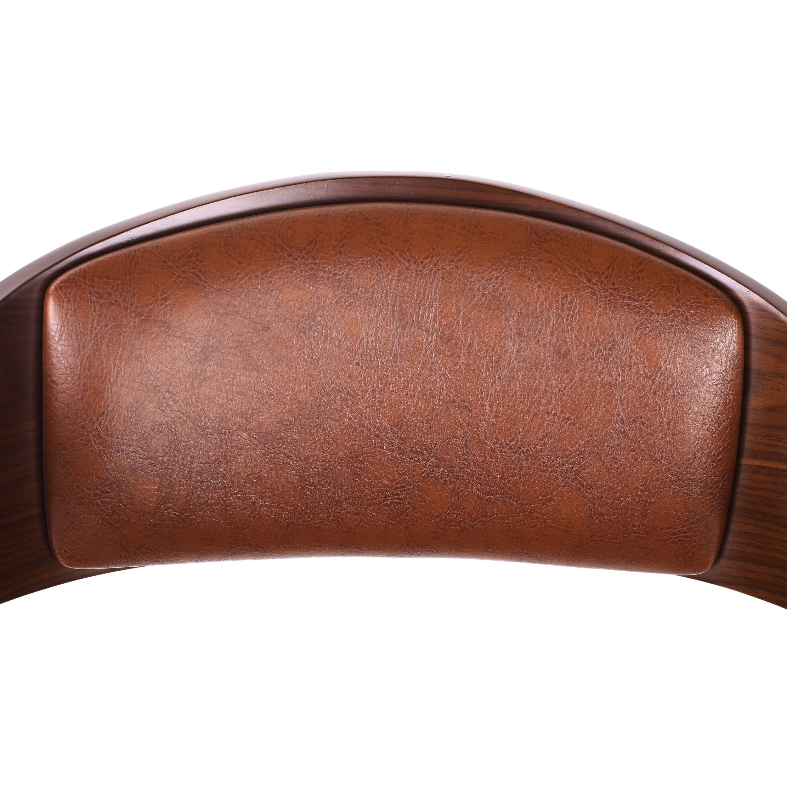 Noble House Lovejoy Upholstered Swivel Barstool, Cognac Brown and Walnut
