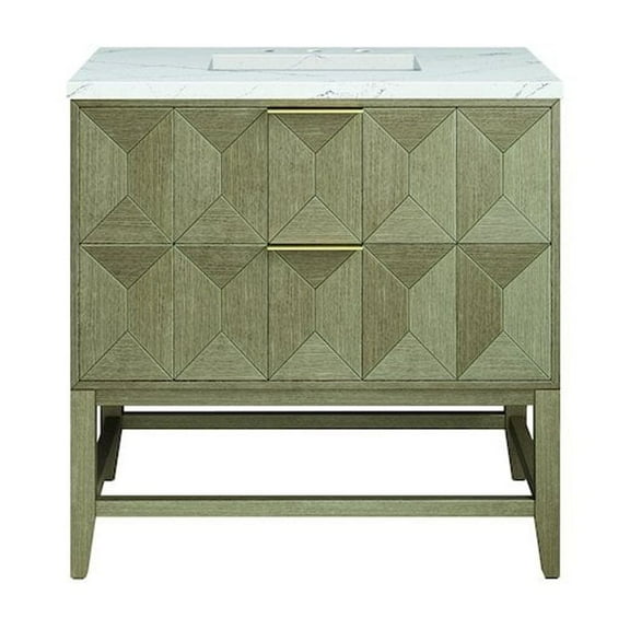 James Martin Vanities 36" Single Vanity, Pebble Oak w/ 3 CM Ethereal Noctis Top