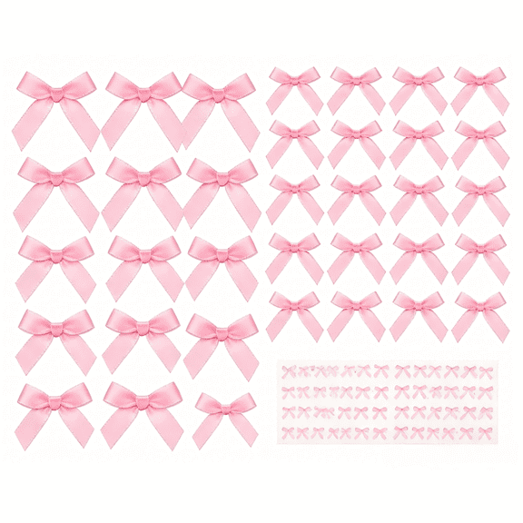 120 Pcs Mini Pink Satin Ribbon Bows for Crafts and Gift Wrapping 1.57 Inch
