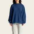 thumbnail image 6 of Blue Hoodies for Womens Mock Neck Sweatshirt Oversized Drop Shoulder Loose Long Sleeve Pullover Top Casual No Hood Fleece Sweatshirt, 6 of 6