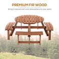 thumbnail image 4 of 8 Seater Round Wooden Pub Bench & Picnic Table, Patio Dining Set for Outdoor Patio (Umbrella Not Included), 4 of 7