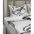 thumbnail image 4 of Ambesonne Zodiac Fitted & Top Sheet Set with Shams, Black and White Scorpio, Black White, 4 of 5