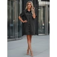 thumbnail image 6 of EMMIOL Women's Button Down Denim Dress Short Sleeve Babydoll Mini Jean Shirt Dress Fall Casual Trendy Outfit, 6 of 7