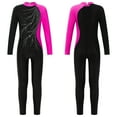thumbnail image 2 of iiniim Girls Long Sleeve Full Body Unitard Gymnastics Leotard Rhinestone Ballet Dance Jumpsuit 4-16 Hot Pink 6, 2 of 7