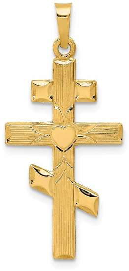 New 14k Gold Eastern Orthodox Cross Pendant 